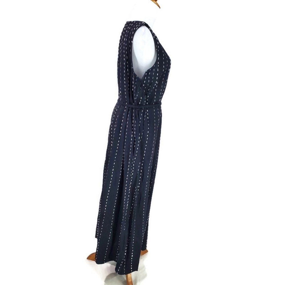 J. Jill Pure Jill Easy A-line Maxi Dress Black/White Lagenlook Cotton Boho Belt - Picture 6 of 15